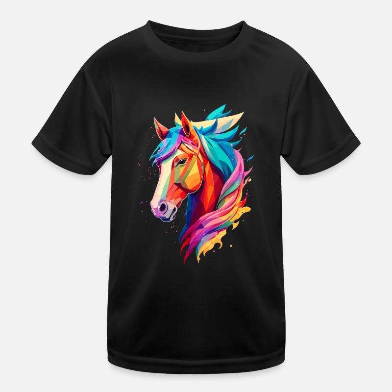 Polygon Pferd Kinder Funktions-T-Shirt