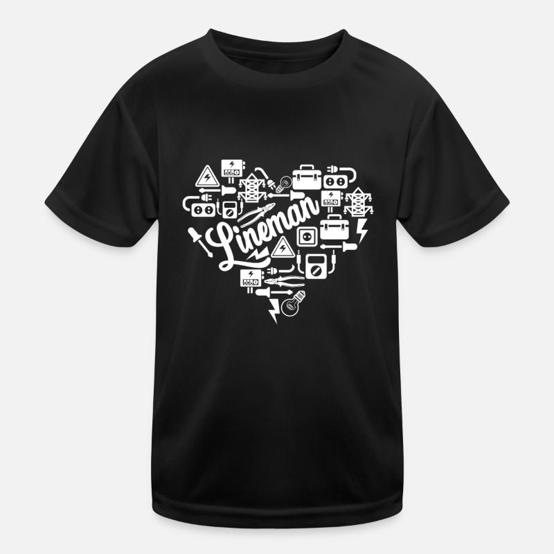 Lineman Lineman Heart Kids Functional T-Shirt
