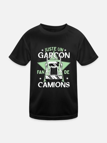 Enfants Camion Idée Cadeau - T-shirt sport Enfant - noir - Devant