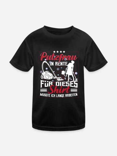 Putzfrau Reinigungskraft Rente Rentnerin - Kinder Funktions-T-Shirt - Schwarz - Vorne