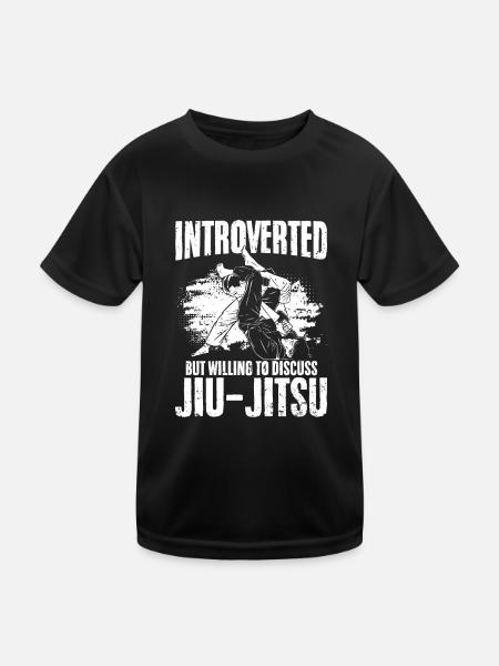 Introverted But Willing To Discuss Jiu Jutsu Funny - Kids Functional T-Shirt - black - Front
