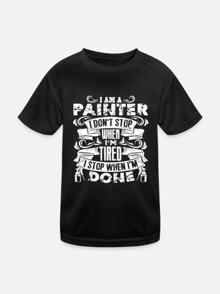 Painter Painter I Stop When I'm Done - Kids Functional T-Shirt - black - Front