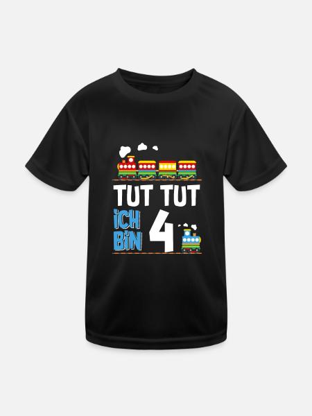 4. Geburtstag Tut Tut Eisenbahn Zug 4 Jahre - Kinder Funktions-T-Shirt - Schwarz - Vorne