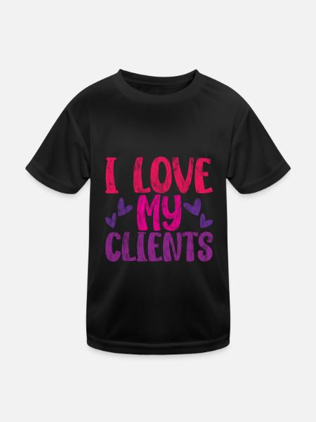 I Love My Clients 3 - Kids Functional T-Shirt - black - Front