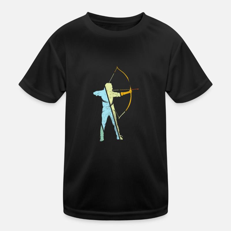 Bogenschießen Retro - Kinder Funktions-T-Shirt - Schwarz