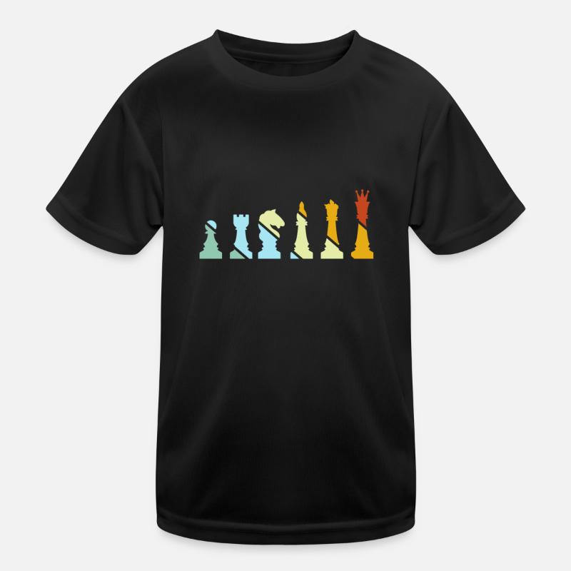 Schach Retro - Kinder Funktions-T-Shirt - Schwarz