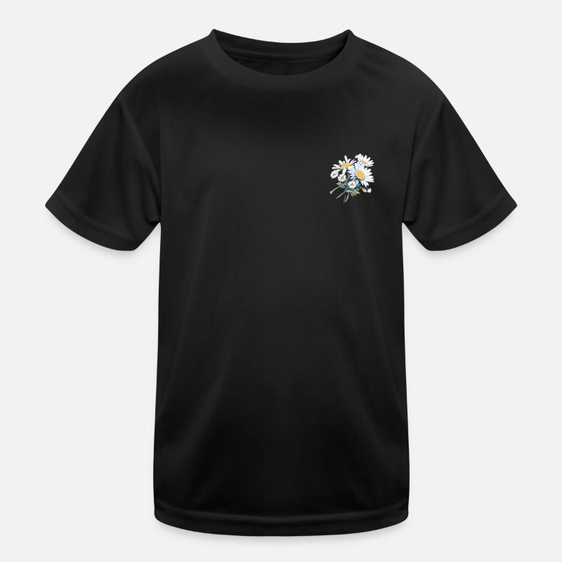 Blumen Vintage Patch Lover Cool Gänseblümchen Blumen Wortspiel - Kinder Funktions-T-Shirt - Schwarz