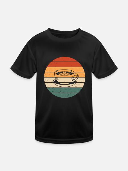 Retro Cappuccino Tasse - Kinder Funktions-T-Shirt - Schwarz - Vorne