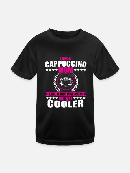 Cappuccino Mama Design - Kinder Funktions-T-Shirt - Schwarz - Vorne