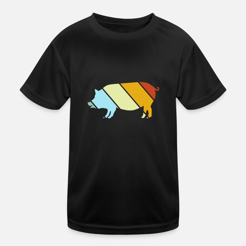 Schwein Retro Kinder Funktions-T-Shirt