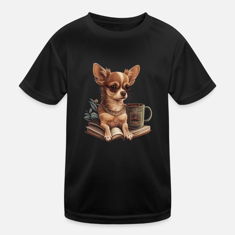 Chihuahua | Buch | Kaffee | Tee | Lesen | Hund | Kinder Funktions-T-Shirt