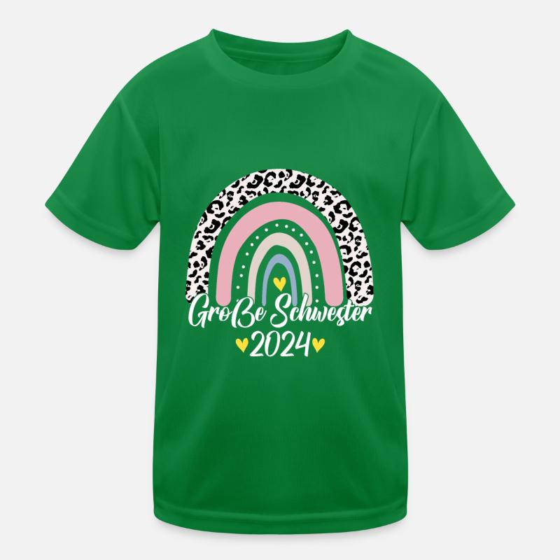 Große Schwester 2024 Boho Regenbogen Design Kinder Funktions-T-Shirt