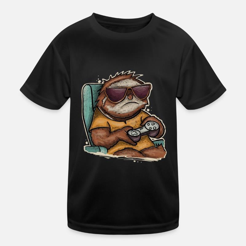 Gaming Gamer Sloth Kids Functional T-Shirt