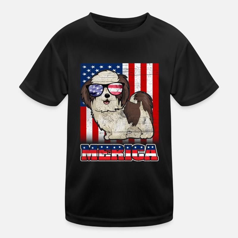 4. Juli Hund Merica - Kinder Funktions-T-Shirt - Schwarz