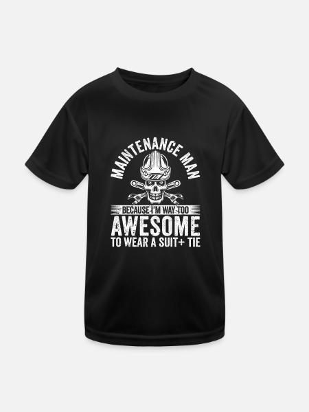 Wartungstechniker Techniker Reparaturarbeiter - Kinder Funktions-T-Shirt - Schwarz - Vorne