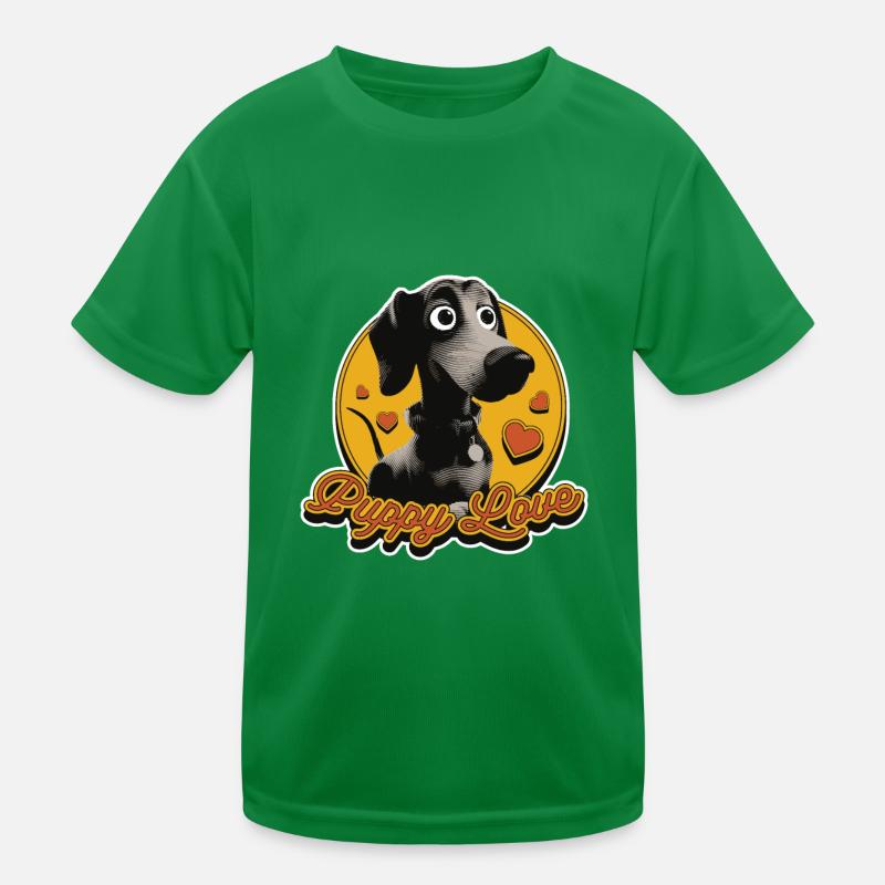 Schwarzer Welpe Kinder Funktions-T-Shirt