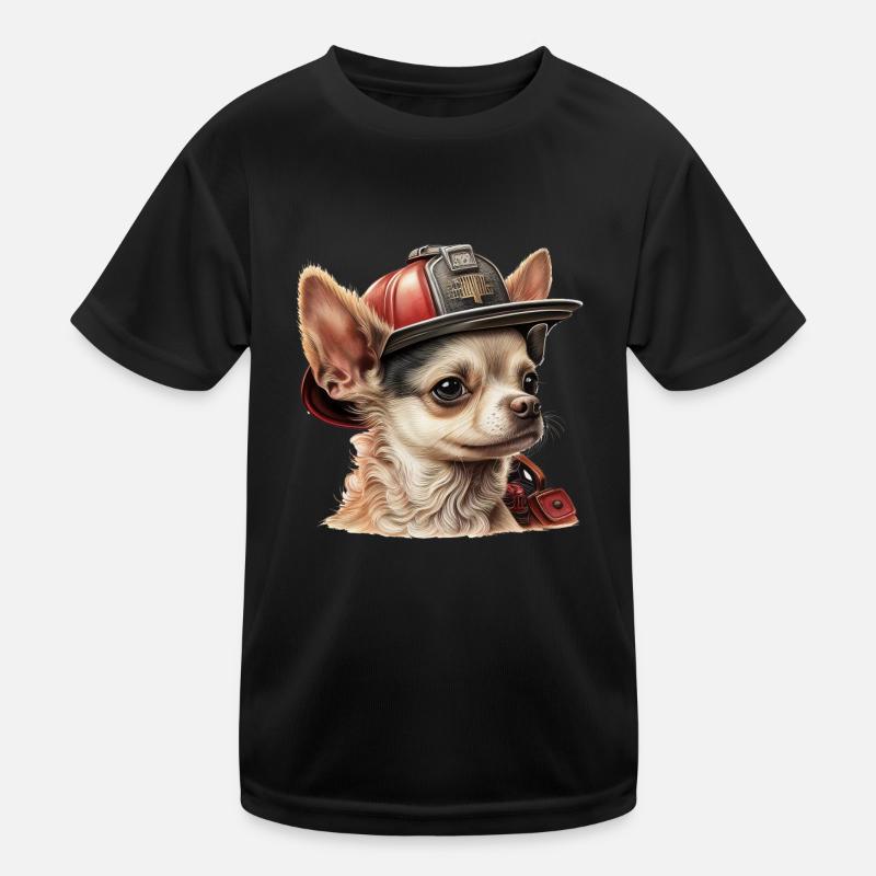 Chihuahua - Firefighter Fireman Cool Dog Men Hat Kids Functional T-Shirt