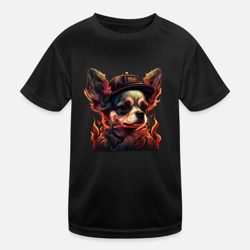 Chihuahua - Firefighter Fireman Cool Dog Men Hat Kids Functional T-Shirt