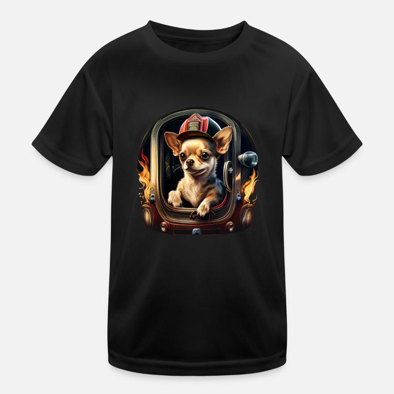 Chihuahua - Firefighter Fireman Cool Dog Men Hat Kids Functional T-Shirt