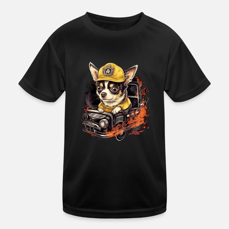 Chihuahua - Firefighter Fireman Cool Dog Men Hat Kids Functional T-Shirt