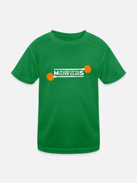 Nur hier für das geschmolzene Glas - Glasblasen - Kinder Funktions-T-Shirt - Kelly Green - Vorne