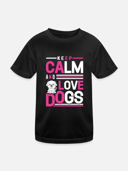 Restez calme et aimez les chiens - T-shirt sport Enfant - noir - Devant