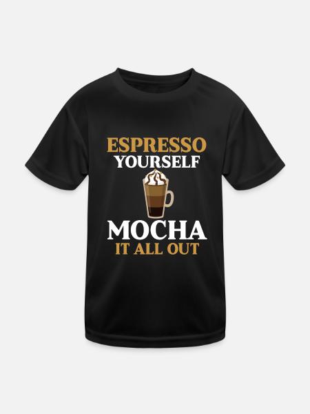 Mokka Kaffee - Kinder Funktions-T-Shirt - Schwarz