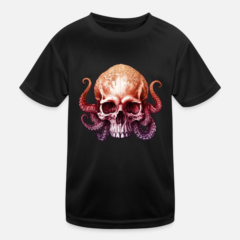 Octopus Skull Enigmatic Depths Gradient Tentacles Kids Functional T-Shirt