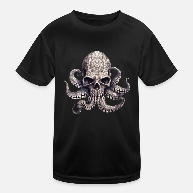 Octopus Skull Enigmatic Vintage Gradient Tentacules T-shirt sport Enfant