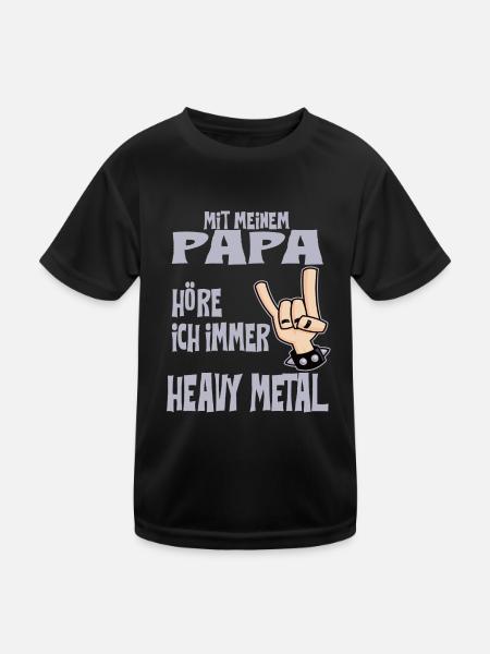 Mit meinem Papa höre ich immer Heavy Metal - Kinder Funktions-T-Shirt - Schwarz - Vorne