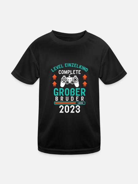 Großer Bruder 2023 Loading Complete Gamer - Kinder Funktions-T-Shirt - Schwarz - Vorne