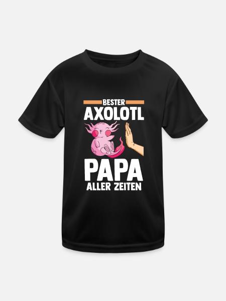 Vater Papa Axolotl - Kinder Funktions-T-Shirt - Schwarz - Vorne