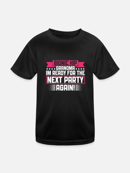 Umgebautes Hüft-oma-design Für Eine Person Nach - Kids Functional T-Shirt - black - Front