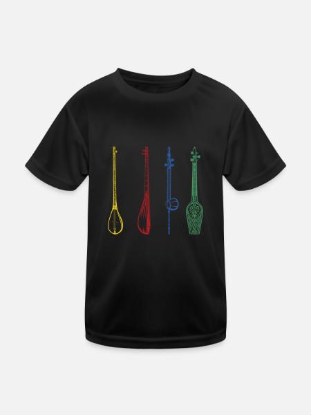 Irish Bouzouki Instrument Greek - Kids Functional T-Shirt - black - Front