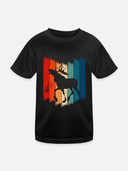 Retro Moose Vintage Moose - Kids Functional T-Shirt - black - Front