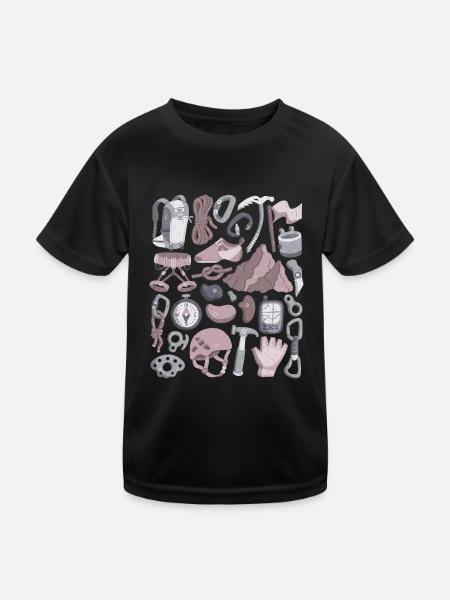 Klettern und Bergsteigen - Kinder Funktions-T-Shirt - Schwarz - Vorne