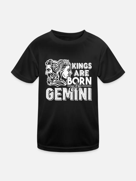 Gemini Kings Are Born As Gemini - Kids Functional T-Shirt - black - Front