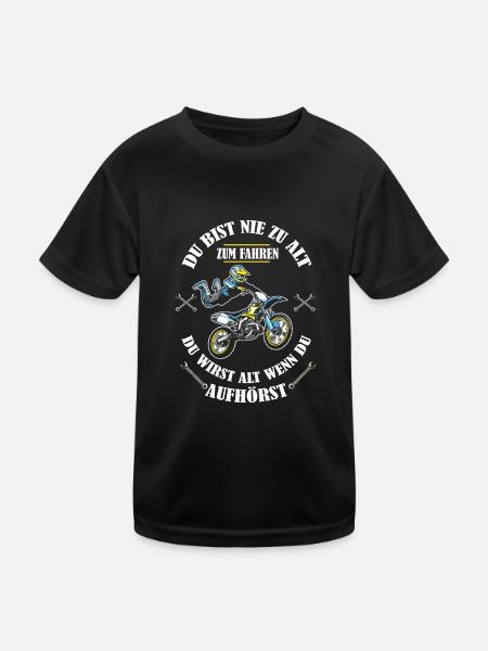 Opa Motocross Du bist nie zu alt zum Fahren - Kinder Funktions-T-Shirt - Schwarz - Vorne
