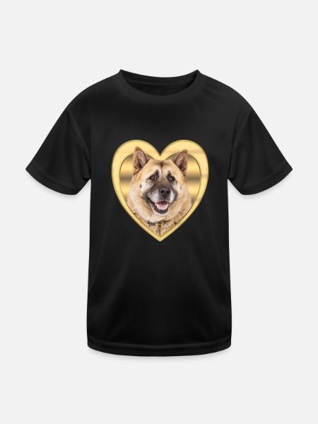 Akita - Hundeliebhaber - Hunde Herz - Kinder Funktions-T-Shirt - Schwarz