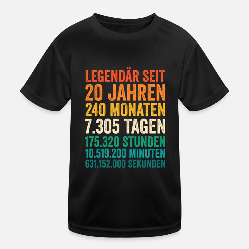20 Jahre Zwanzigster Geburtstag Kinder Funktions-T-Shirt