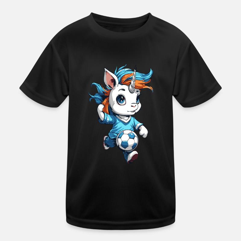 "Spitzen Kicker" - funny soccer unicorn Kids Functional T-Shirt