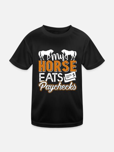 Horse My Horse Eats Paychecks - Kids Functional T-Shirt - black - Front