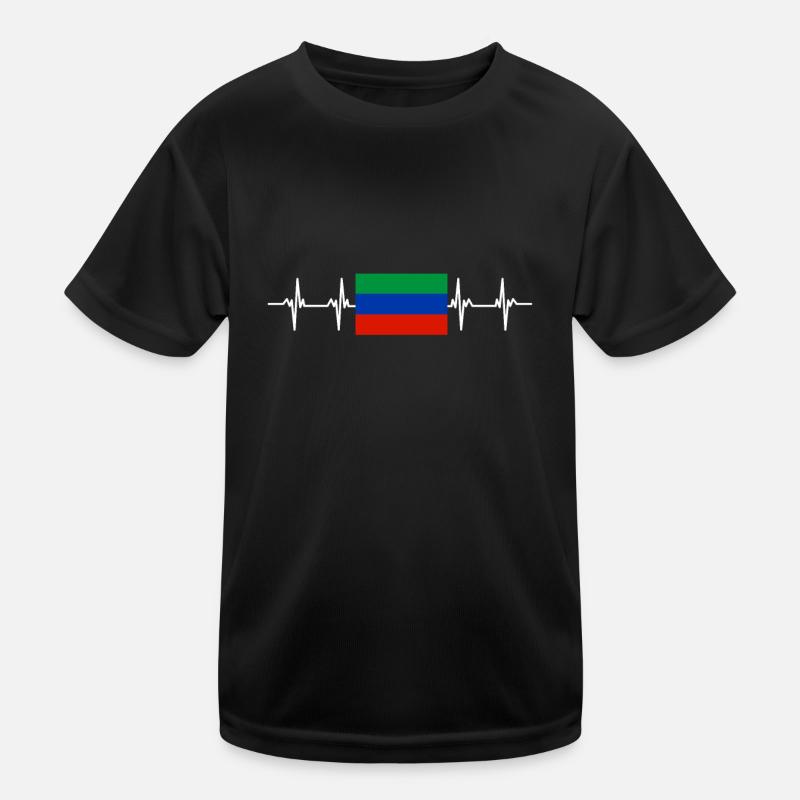 Russian Flag - Dagestan - Kinder Funktions-T-Shirt - Schwarz
