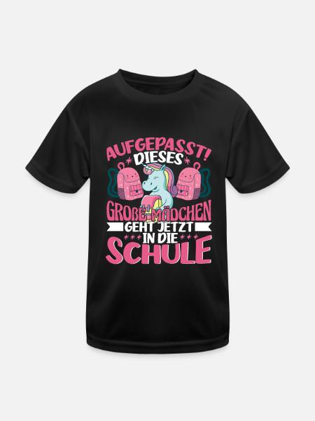 Schulanfänger Erstklässler Schulkind Mädchen - Kinder Funktions-T-Shirt - Schwarz