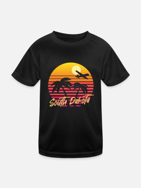 South Dakota - Kinder Funktions-T-Shirt - Schwarz - Vorne