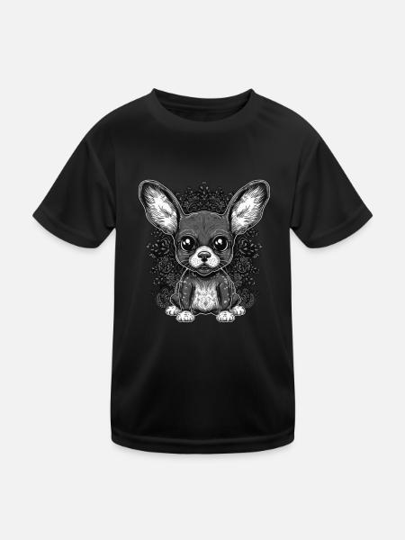 Chihuahua Mouse | Funny Comic Motif Movie Dog - Kids Functional T-Shirt - black - Front