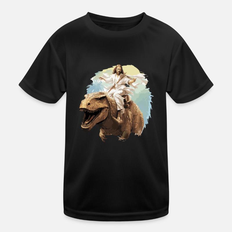 Cool Jesus Rides Dinosaur Funnier T-shirt sport Enfant