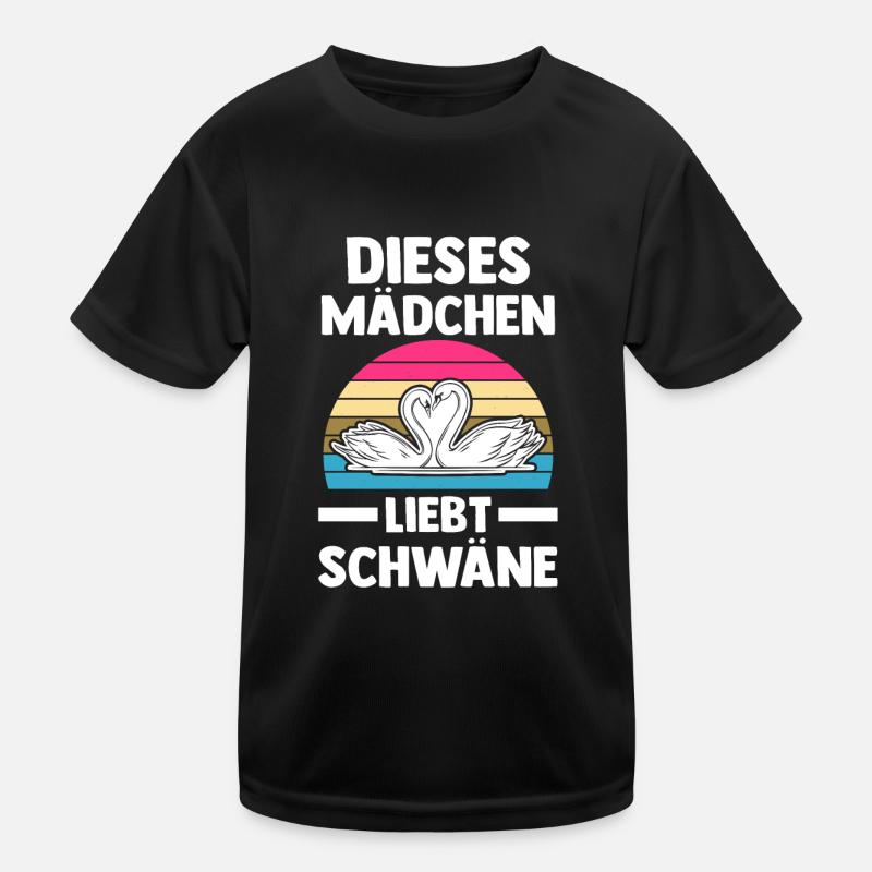 Schwan - Kinder Funktions-T-Shirt - Schwarz