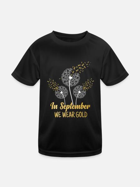 En septembre, nous portons Gold Childhood Cancer - T-shirt sport Enfant - noir - Devant