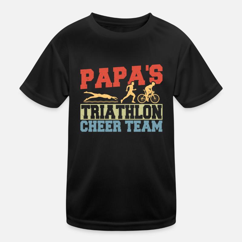 Papa's Triathlon Cheer Team Triathletes Athletics Kids Functional T-Shirt